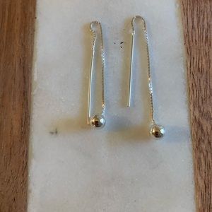 .925 Sterling Silver Threader Earrings Dangle Earring Threaders Ball Threaders